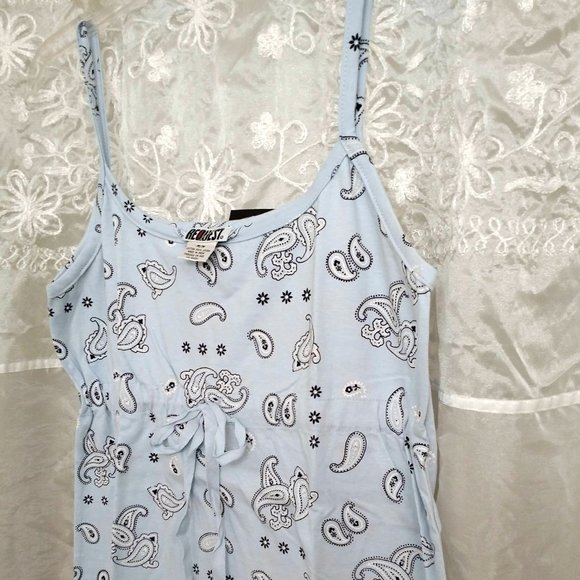 NEW Light Blue Cotton Nightie, Navy & White Paisley, M - Picture 5 of 7